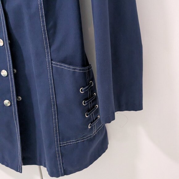 60s/70s Contrast Stitch Belted Car Coat - Picture 12 of 12